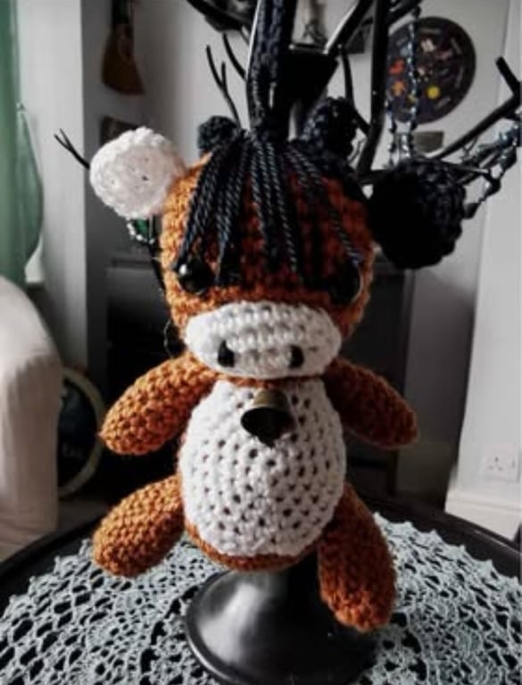 Crochet Cow Bagcharm Keyring 