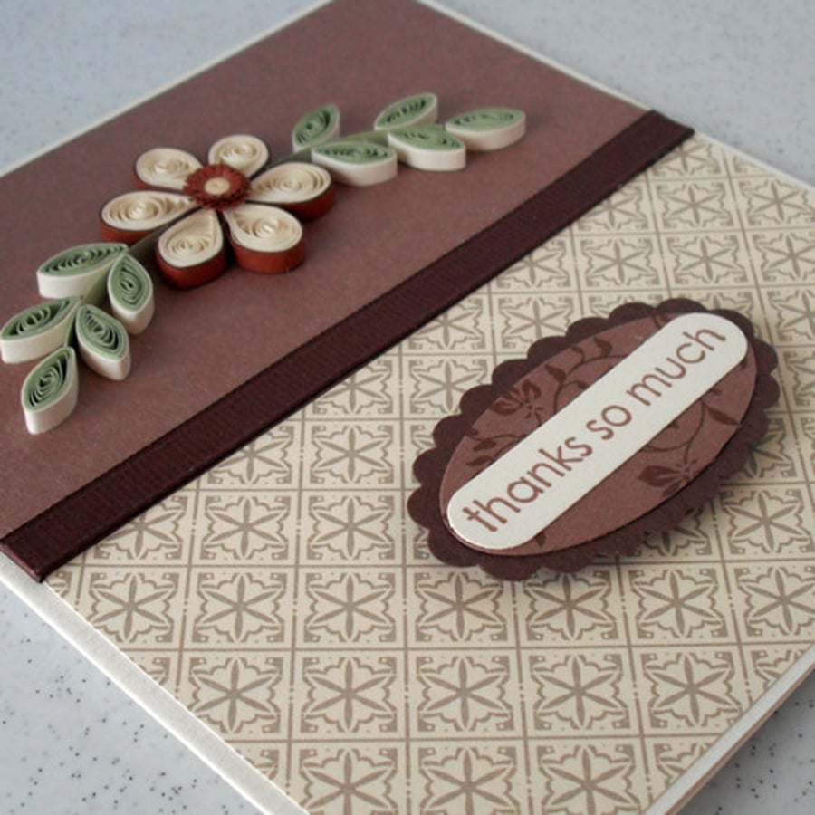 Handmade thank you card, quilled