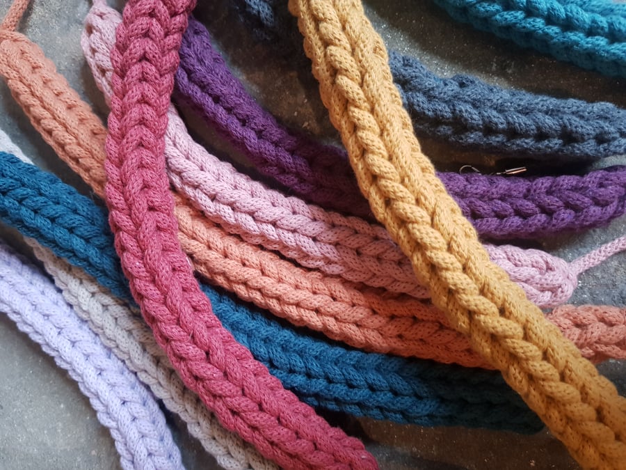 Knitted Necklace, 16 Colour Choices, Recycled Cord, Statement
