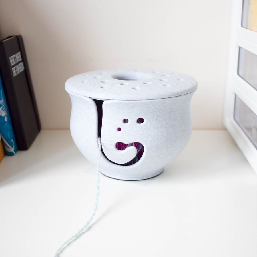 SOLD - 3D Printed marble effect yarn bowl with lid - large