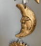 Retro 90s style celestial gold metal hanging decoration with bell  - Image 3