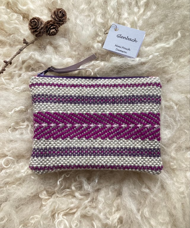 Mini Pouch - Damson. Handwoven in Wales