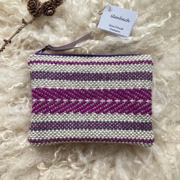 Mini Pouch - Damson. Handwoven in Wales