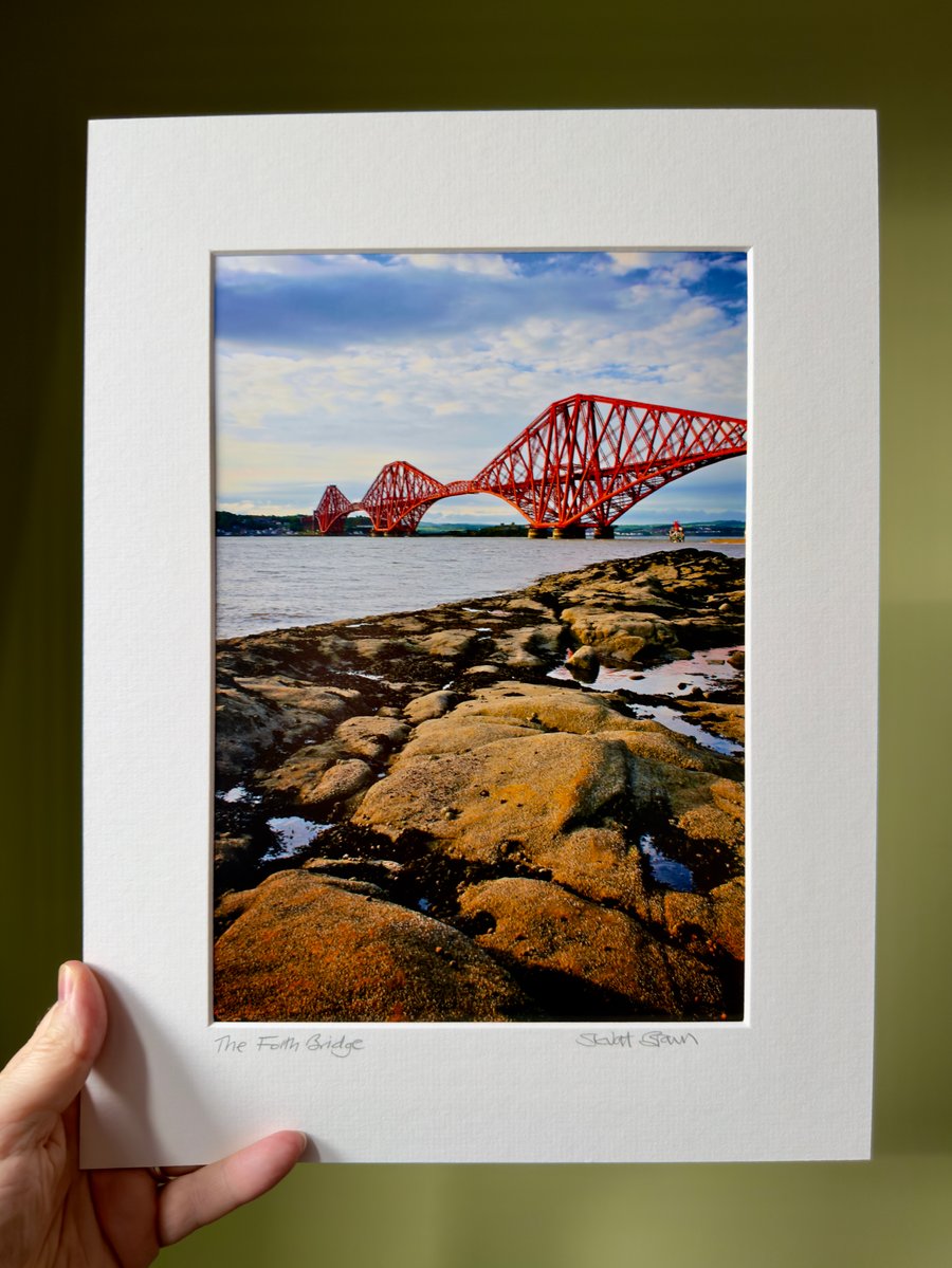 The Forth Bridge, Edinburgh signed mounted print 30 x 40cm FREE DELIVERY