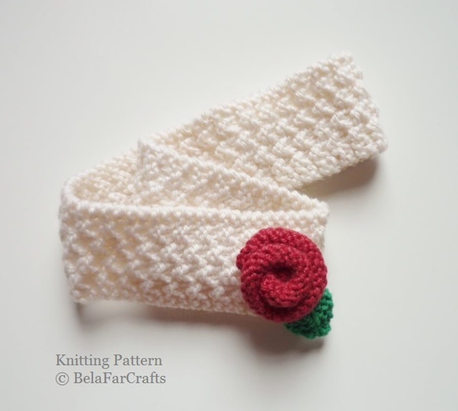 KNITTING PATTERN - Flower Headband - First knitting project 