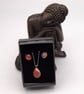Coral Fused Glass Stud Earrings and Pendant Set - Image 3