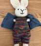 Handmade Knitted Rabbit in Playsuit and Jacket - Image 5