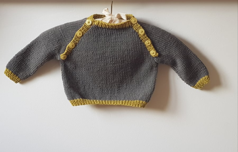 Hand Knitted Cashmerino Baby Jumper 0-6 months