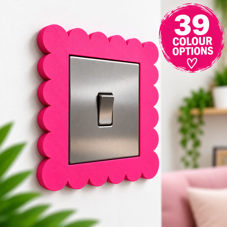 Scalloped Light Switch & Socket Surround - Decorative Wavy Edge Cover-39 Colours
