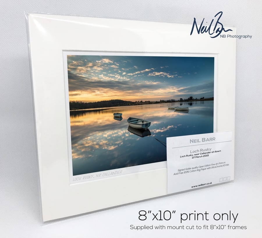 Fishing Boats Loch Rusky Callander Scotland - A5 (10" x 8") Unframed Print