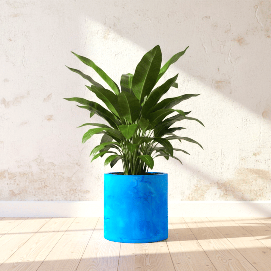  Large 19cm Statement Blue Summer Sky Marbled Plant Pot - House Plant Pot