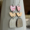 Colour pop dangle earrings - mustard & red