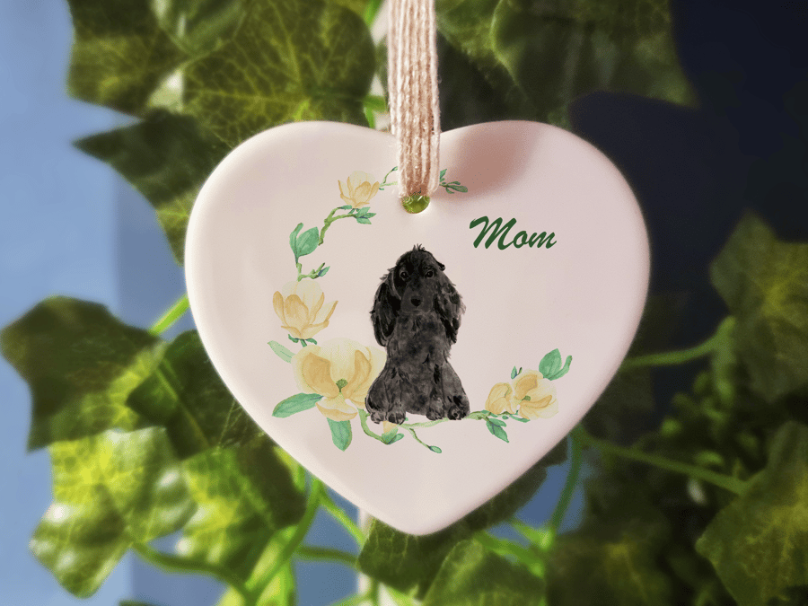 Ceramic Ornament - Black Cocker Spaniel Dog - Personalised