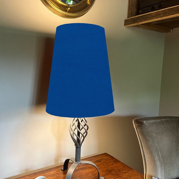 Royal blue cone lampshade extra tall lampshade, bright blue cotton cone