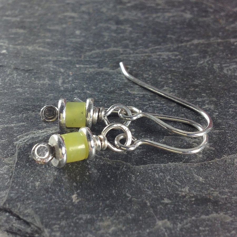 Reels  - silver and jade earrings