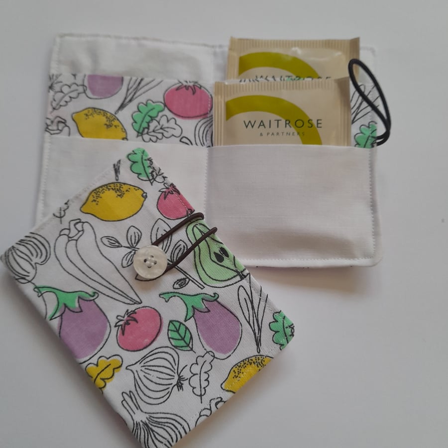 Vegetables Tea wallet, Travel tea wallet, Teabag holder, 