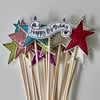 'Happy Birthday' Stars - Cake Toppers