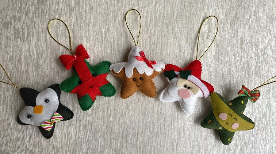 Felt Christmas Tree Ornaments kit of 5 starts - Folksy