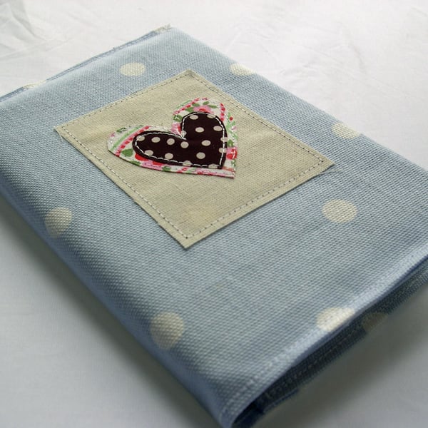 Textile Applique Heart Diary 2015 in Blue Polka Print