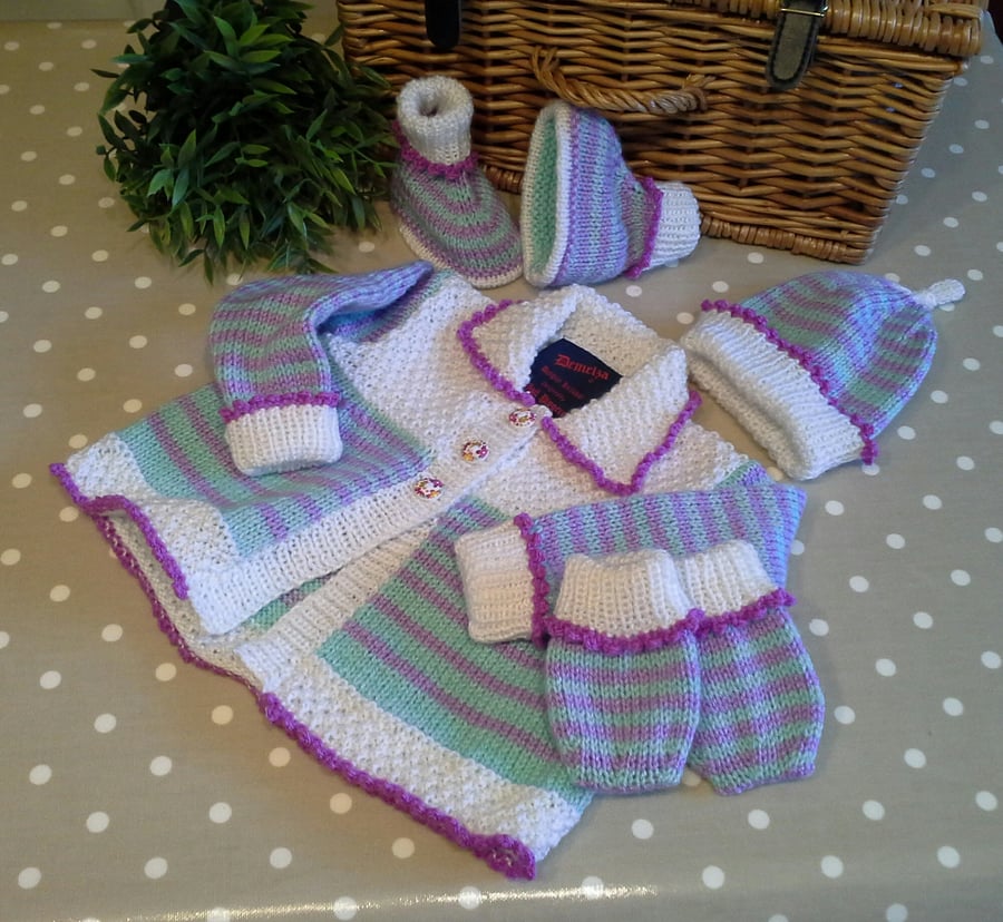 Baby Girl's Leyette Set With Wool  Cotton, Acrylic mixed yarn 0-6 months size
