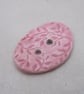 Large Shell Pink Sprig Oval Handmade Ceramic Button - Image 2