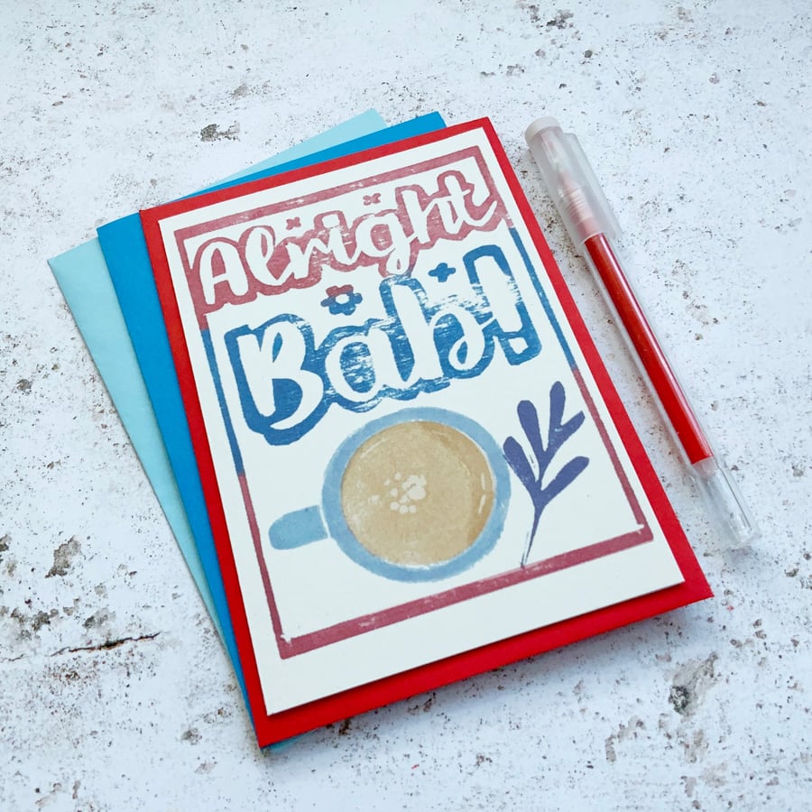 Alright Bab greetings card, blank card with a Brummie greeting