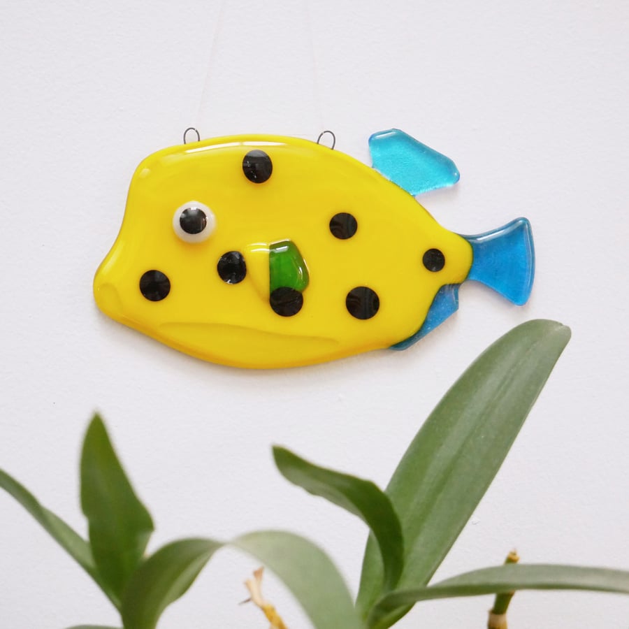 Fused Glass Boxfish Hanging Decoration