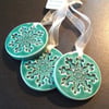 blue ceramic snowflake decorations