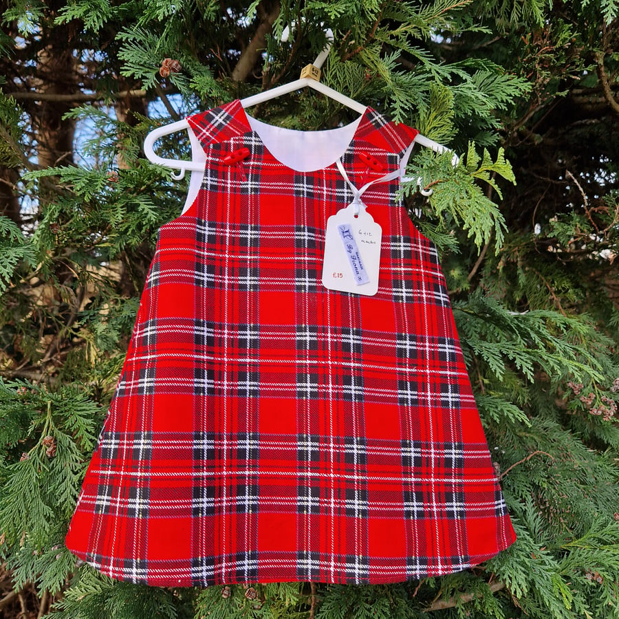 Age: 6-12m. Red Tartan Check Needlecord dress. 