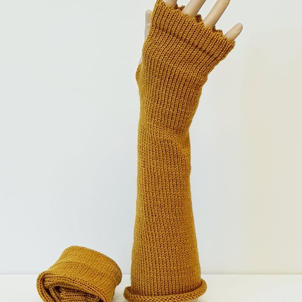 Knitted hand warmers, handmade fingerless gloves, wrist warmers for women