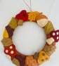 Autumn Felt wreath - acorns and toadstools 
