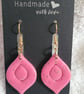 Handmade Polymer Clay Pink and Gold Earrings. 316 Surgical Stainless Steel