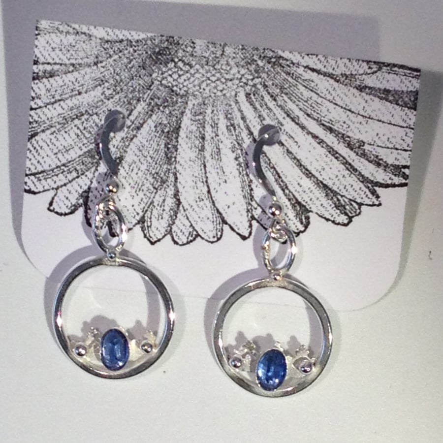 Blue Kyanite circle earrings