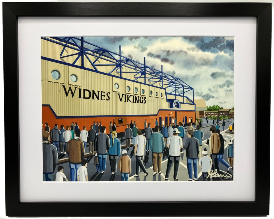Widnes. Framed & Unframed Vikings Art Print, Rugby Club, Retro Naughton Pk Gift