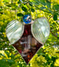 Stained Glass Heart Angel - Deep maroon with white striped wings - Image 3