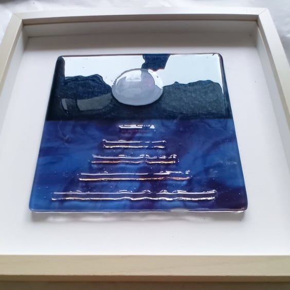 Fused glass Moon & Starry sky