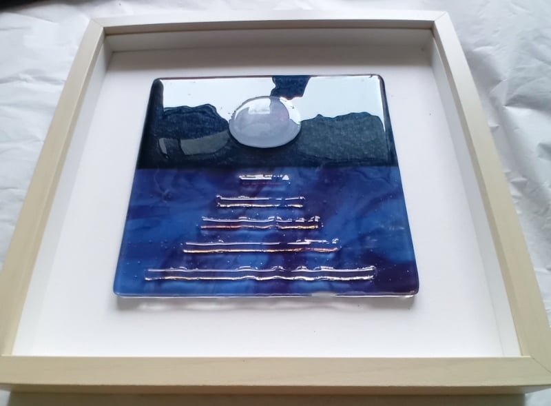Fused glass Moon & Starry sky