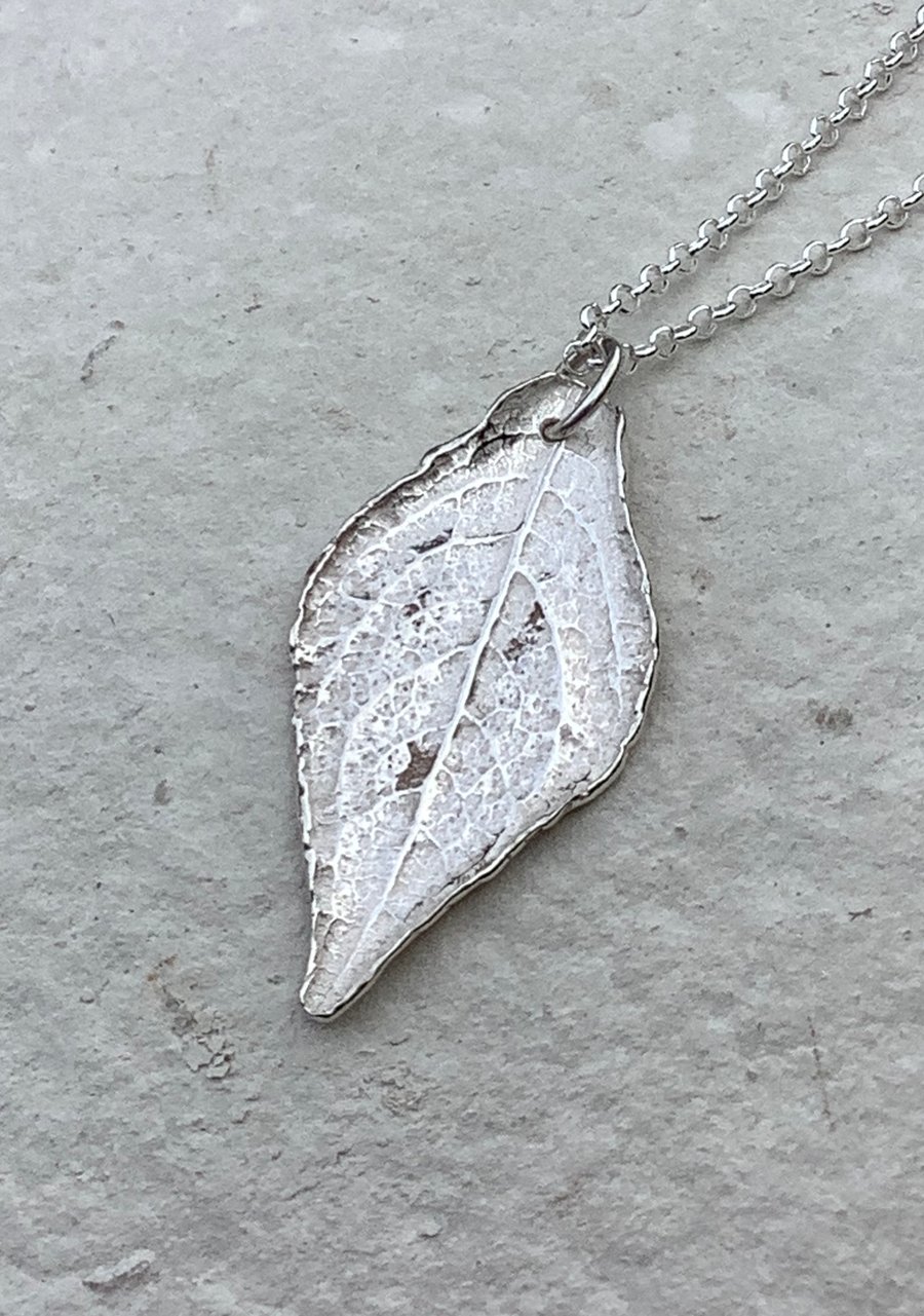 Silver Salvia leaf necklace