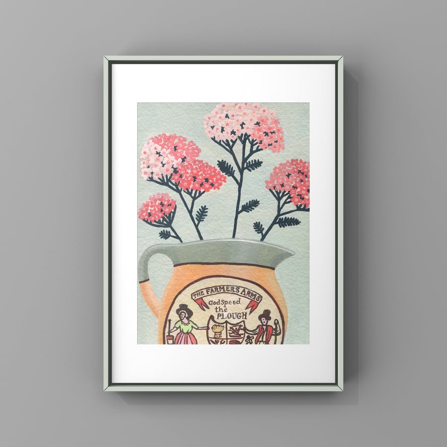 Yarrow in Harvest Jug Print by Susie Hamilton