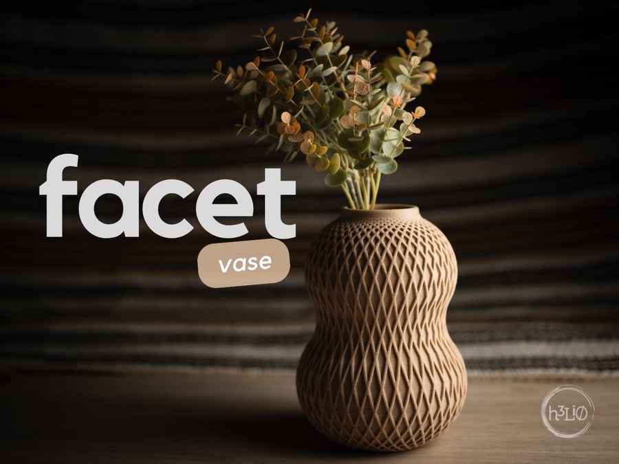Facet Vase, Modern Geometric Vase, 3D Printed Minimalist Decor