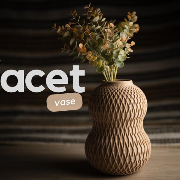 Facet Vase, Modern Geometric Vase, 3D Printed Minimalist Decor
