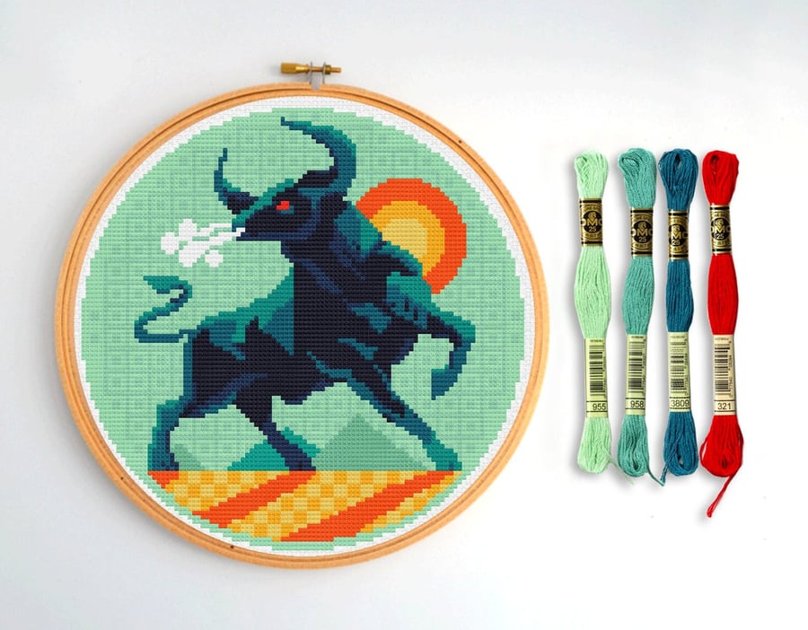 010E - Taurus - Horoscope - Zodiac Series - Cross Stitch Pattern