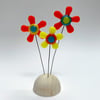 Fused Glass Happy Hippy Flowers (Yellows) - Handmade Fused Glass Sculpture