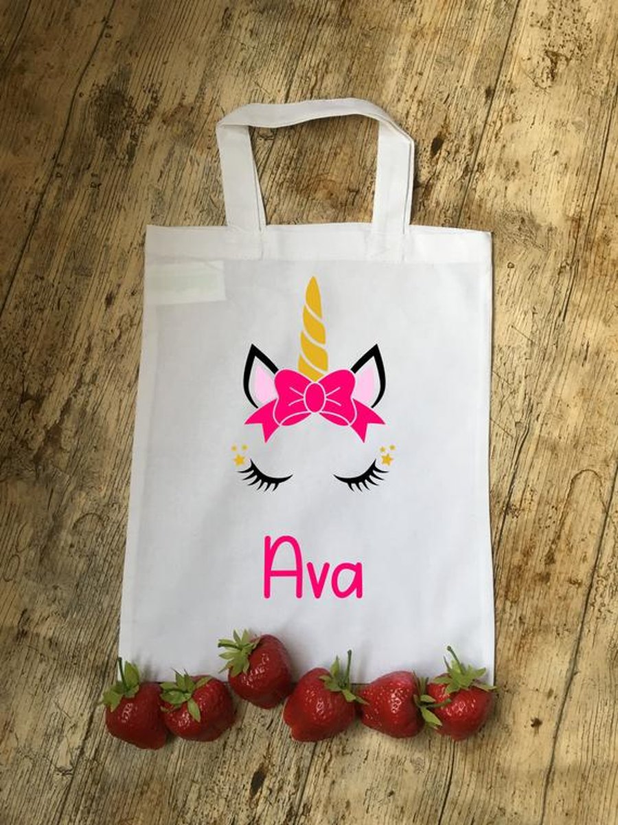 Personalised  Unicorn cotton party bag