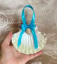 Handmade Seashell Wall Hanging – Coastal Beach Decoration with Blue Ribbon - Image 6