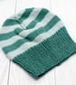 Hand Knitted baby booties and hat set Green and Light Blue - 0-3 months - Image 7