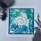 Original seaweed gelli print card with poem