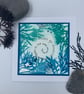 Original seaweed gelli print card with poem