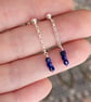 Lapis Lazuli Beaded Drop Earrings with Recycled Sterling Silver