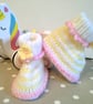 SALE Baby Girl's Hand Knitted Booties  0-3 months size - Image 2